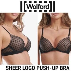 WOLFORD | Sheer Logo Push Up Bra Size 38C
